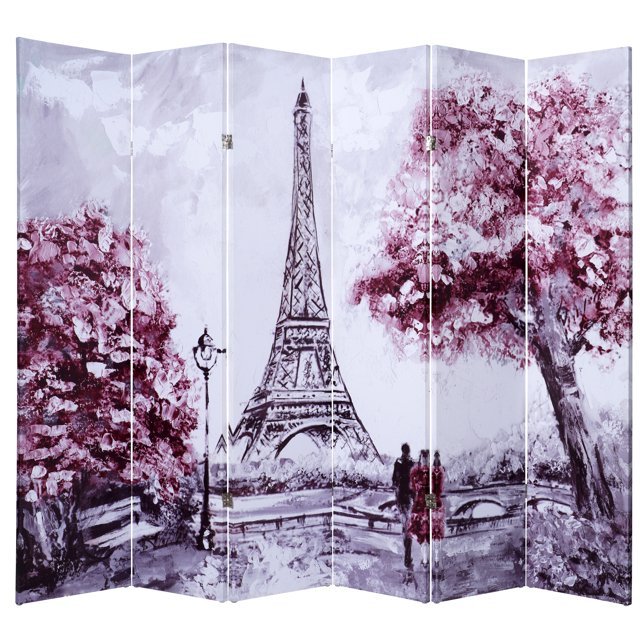 Legacy Decor 6 Panel Room Divider Privacy Screen Double Side High Quality Digital Print Eiffel Tower Paris Theme