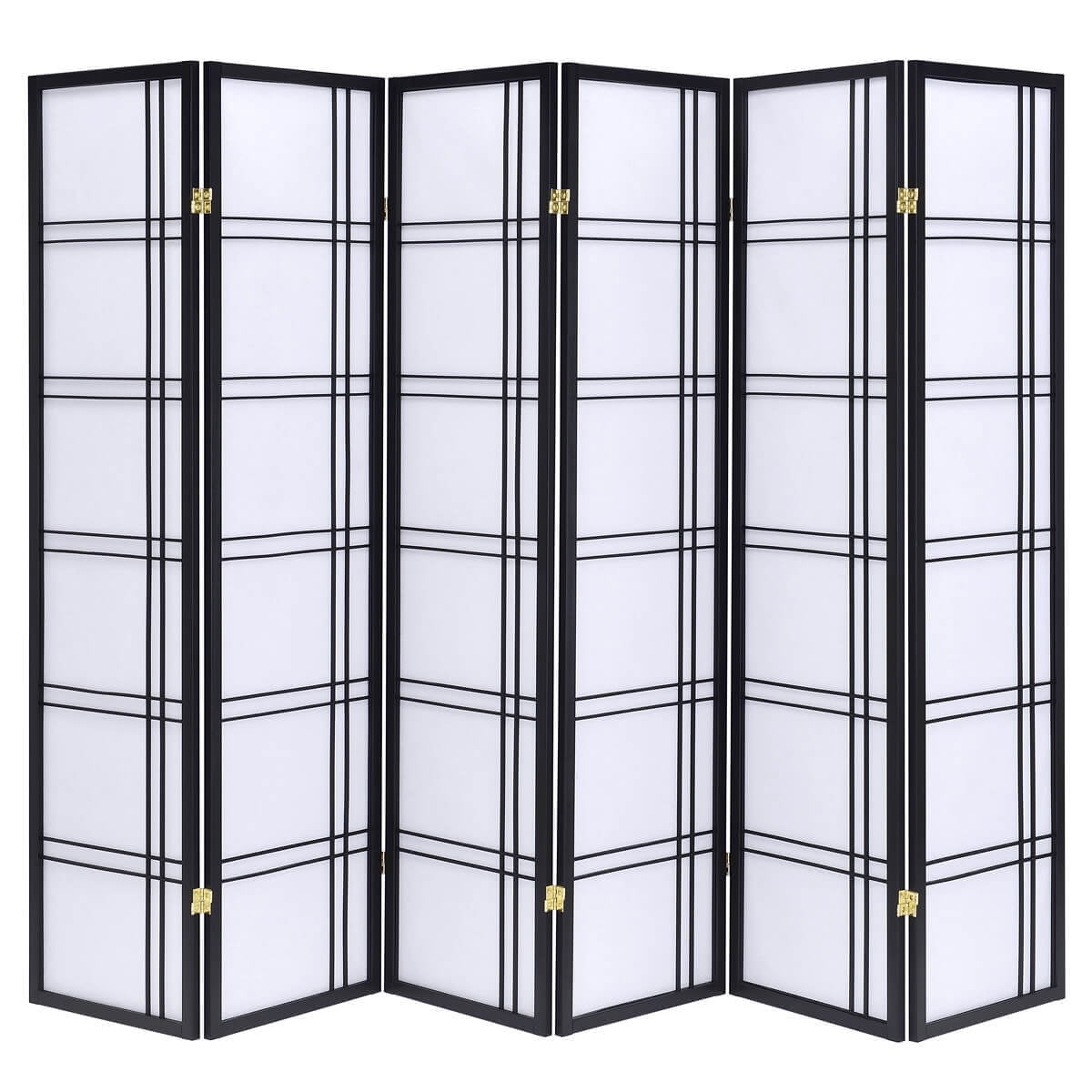 Legacy Decor 6 Panels Room Divider Privacy Screen Lattice Design 5.9 ft Tall x 8.6 ft Wide, Black, Freestanding