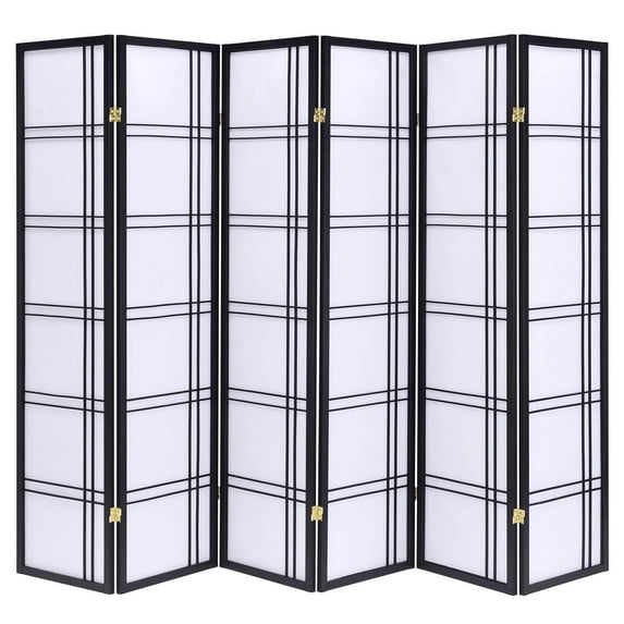 Legacy Decor 6 Panels Room Divider Privacy Screen Lattice Design 5.9 ft Tall x 8.6 ft Wide, Black, Freestanding