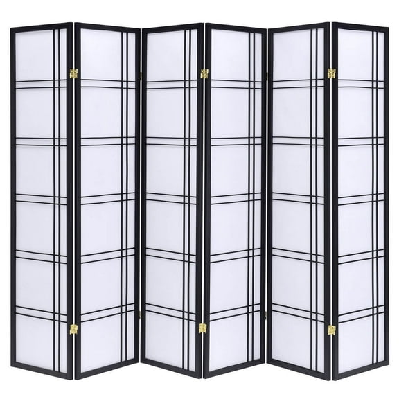 Legacy Decor 6 Panels Room Divider Privacy Screen Lattice Design 5.9 ft Tall x 8.6 ft Wide, Black, Freestanding