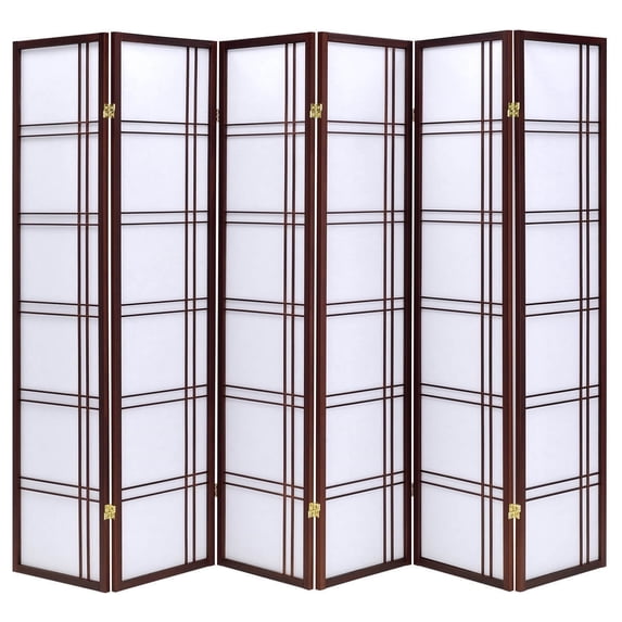 Legacy Decor 6 Panels Room Divider Privacy Screen Lattice Design 5.9 ft Tall x 8.6 ft Wide, Cherry, Freestanding