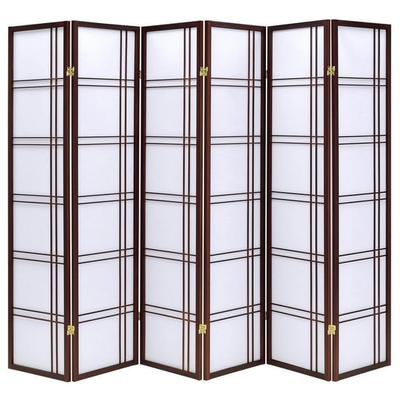 Legacy Decor 6 Panels Room Divider Privacy Screen Lattice Design 5.9 ft Tall x 8.6 ft Wide, Cherry, Freestanding
