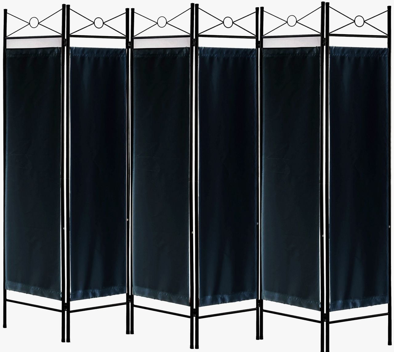Black 6-Panel Metal and Fabric Folding Room Divider