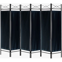 Legacy Decor 6 Panels Room Dividers Privacy Screen Home Office Fabric Metal Black Color