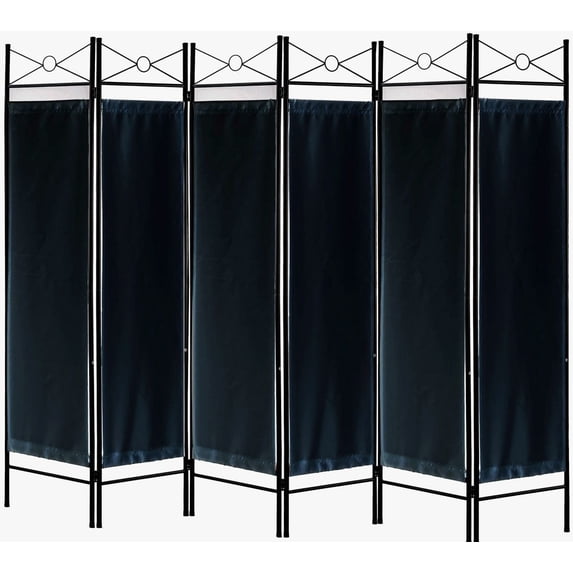 Legacy Decor 6 Panels Room Dividers Privacy Screen Home Office Fabric Metal Black Color