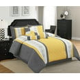 Legacy Decor 7 Pc King Size Bedding Set, Striped Grey, Yellow, White ...