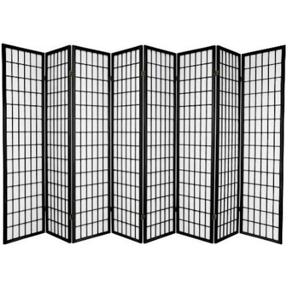 Legacy Decor 8 Panel Japanese Shoji Style Room Screen Divider Black Color 71" High x 140" Wide
