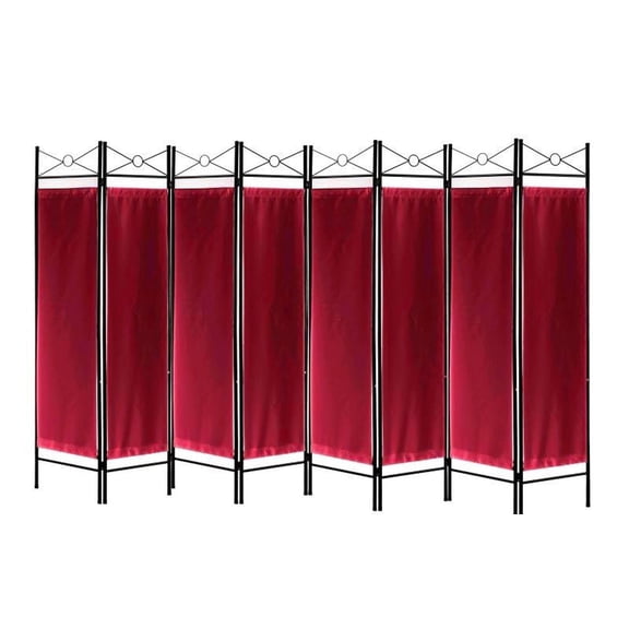 Legacy Decor 8 Panels Room Dividers Privacy Screen Home Office Fabric Metal, Red Color, Freestanding