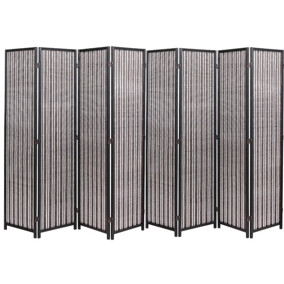 Legacy Decor 8 Panels Room Screen Divider Bamboo Black Color Freestanding 6ft Tall