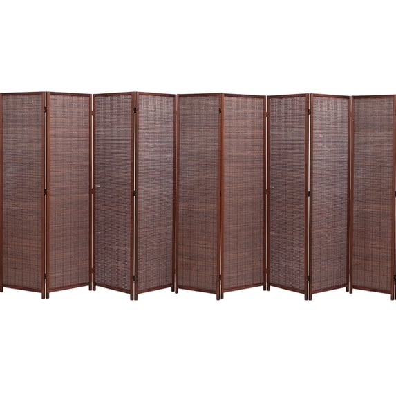 Legacy Decor 8-Panels Room Divider Folding Panel Screen Freestanding Woven Bamboo Brown 6ft Tall