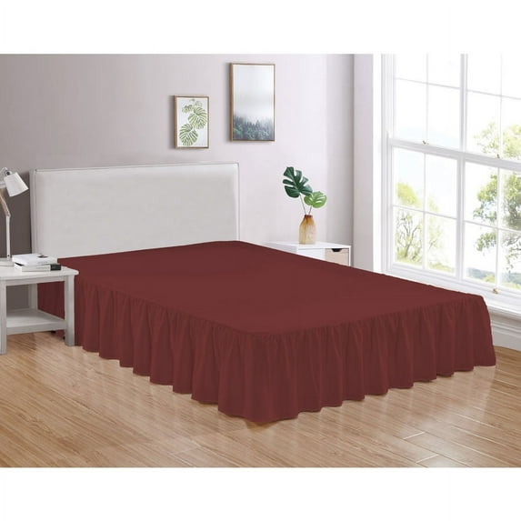 Legacy Decor Bed Skirt Dust Ruffle 100% Brushed Microfiber with 14” Drop, California King Size Burgundy Color