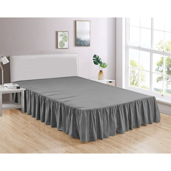 Legacy Decor Bed Skirt Dust Ruffle 100% Brushed Microfiber with 14” Drop, Full Size Grey Color