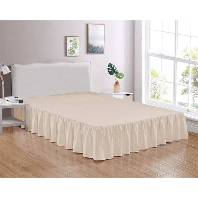 Legacy Decor Bed Skirt Dust Ruffle 100% Brushed Microfiber with 14” Drop, King Size Beige Color
