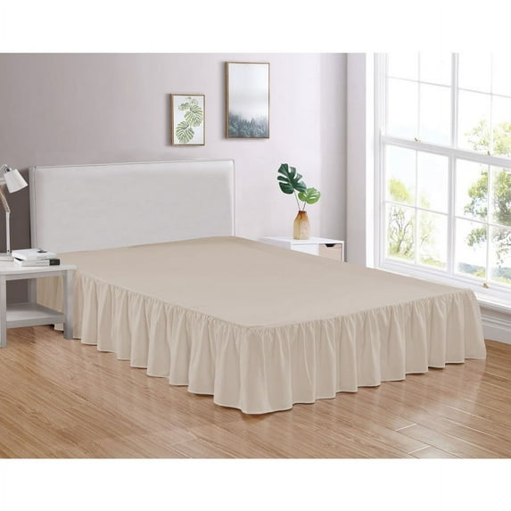 Legacy Decor Bed Skirt Dust Ruffle 100% Brushed Microfiber with 14” Drop, King Size Linen Color