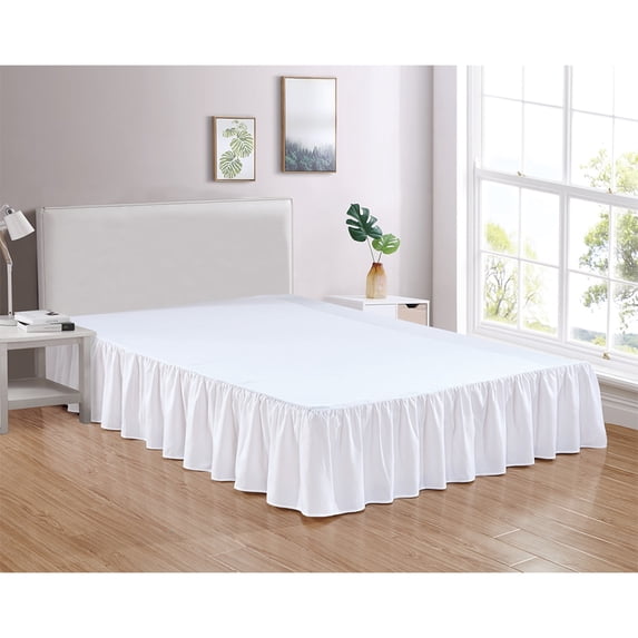 Legacy Decor Bed Skirt Dust Ruffle 100% Brushed Microfiber with 14” Drop, King Size, White Color