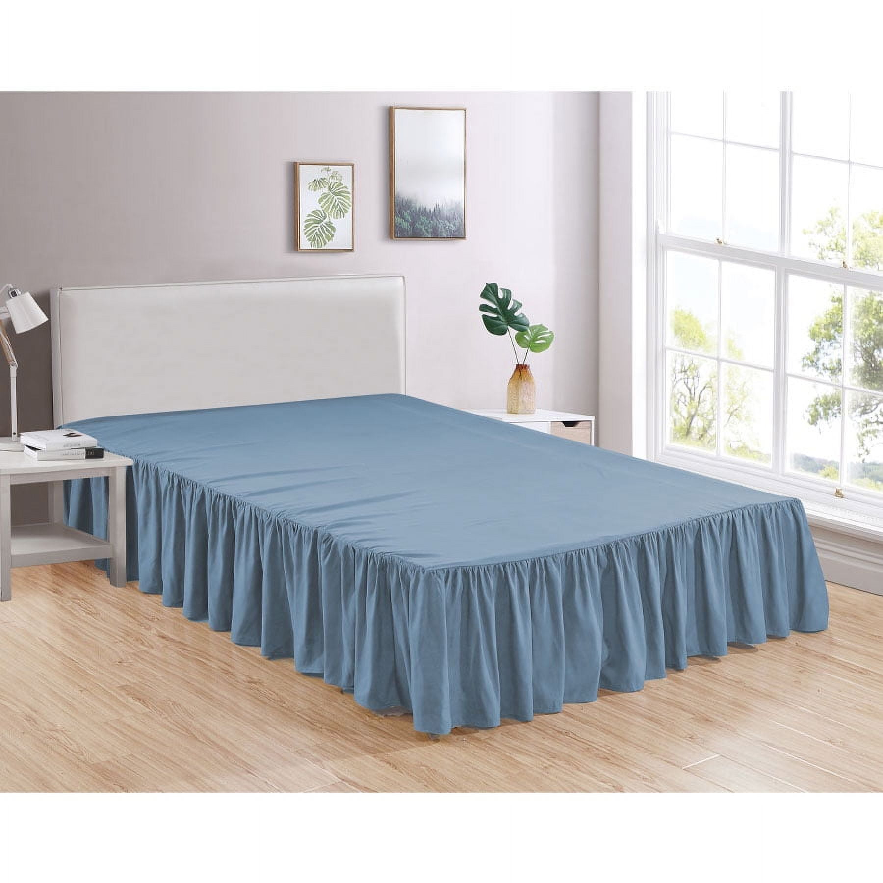 Unique Bargains 16 Drop Pleated Brushed Bed Skirt King Khaki Walmart