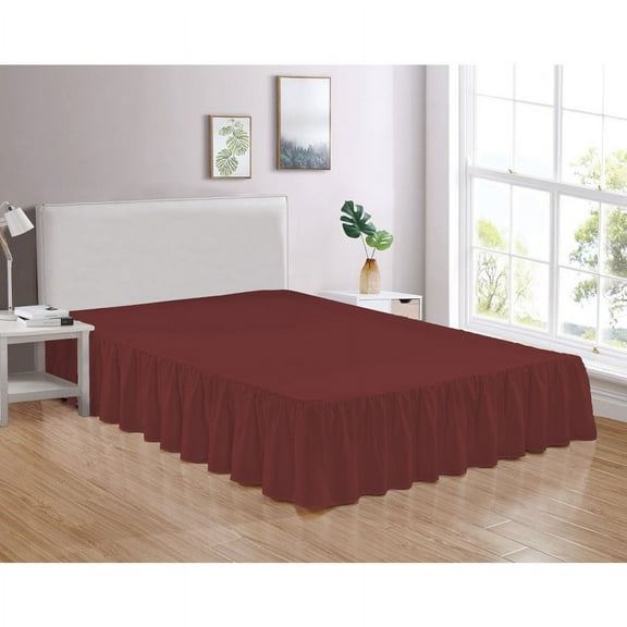 Legacy Decor Bed Skirt Dust Ruffle 100% Brushed Microfiber with 14” Drop, Twin Size Burgundy Color