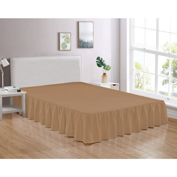Legacy Decor Bed Skirt Dust Ruffle 100% Brushed Microfiber with 14” Drop, Twin Size Khaki Color