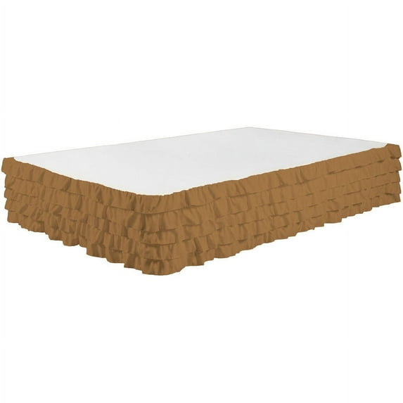Legacy Decor Bed Skirt Tiered Dust Ruffle 100% Brushed Microfiber with 14” Drop, Full Size Khaki Color