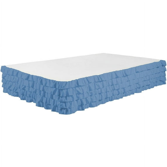 Legacy Decor Bed Skirt Tiered Dust Ruffle 100% Brushed Microfiber with 14” Drop, King Size Allure Blue Color