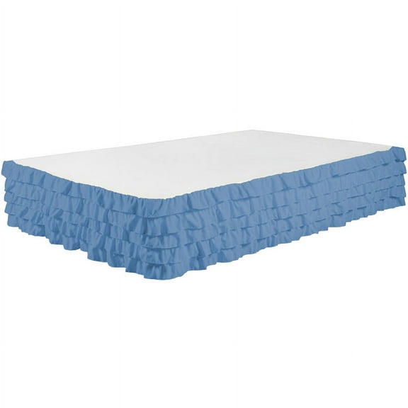 Legacy Decor Bed Skirt Tiered Dust Ruffle 100% Brushed Microfiber with 14” Drop, Twin Size Allure Blue Color
