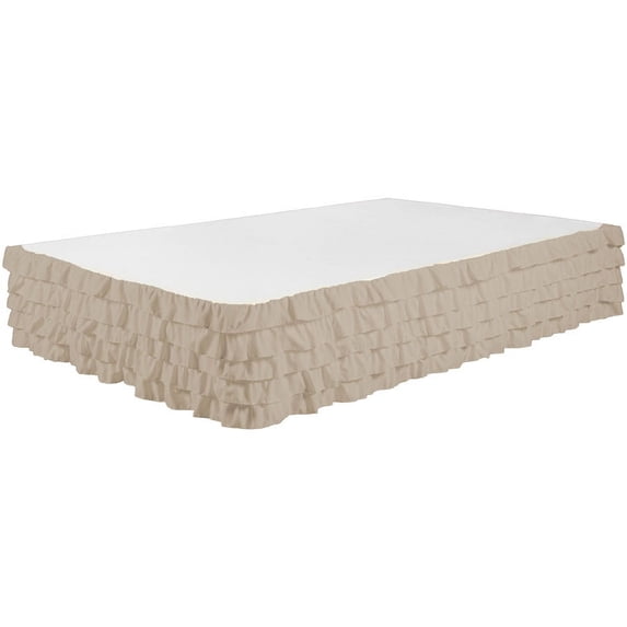 Legacy Decor Bed Skirt Tiered Dust Ruffle 100% Brushed Microfiber with 14” Drop, Twin Size Linen Color
