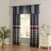 Legacy Decor Bedspread Matching Curtain Drapes Set Black & Red Checkered 60" W x 84" L with 18" Valance Drop, All Ages