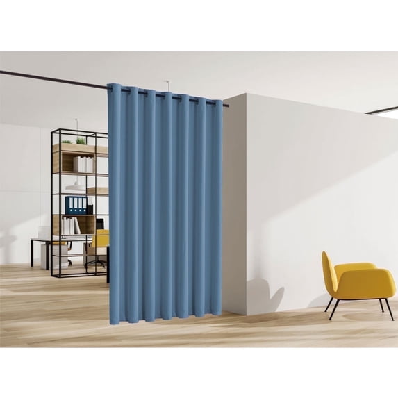 Legacy Decor Blackout Room Divider Panel Privacy Partition Heavyweight Premium Fabric, Grommet Top, 120" Wide X 96" Tall, Allure Blue Color, Indoor.