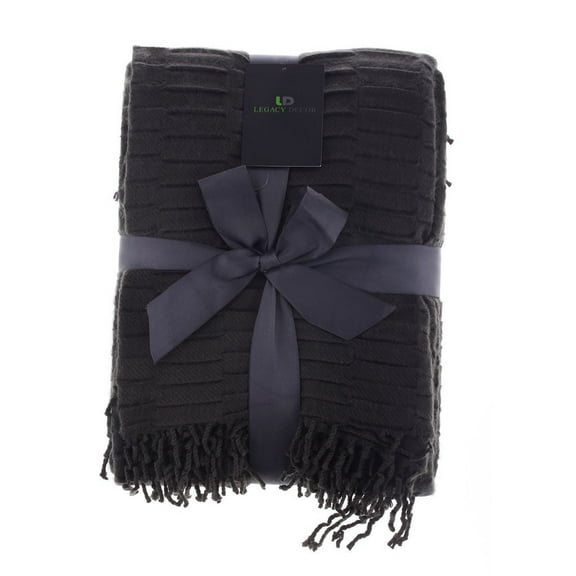 Legacy Decor Charcoal Grey Color Flannel Throw Blanket with Fringe