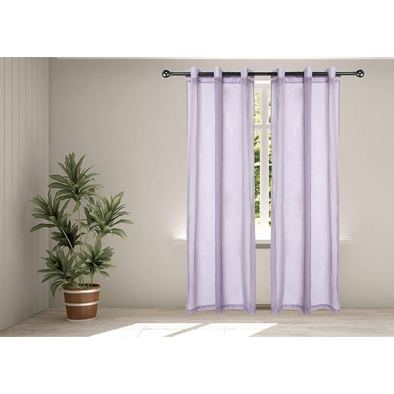 Legacy Decor Chiffon Window Sheer Curtains Voile Drapes 2 Panels Grommet Top 54" X 84" Tall Lilac Color