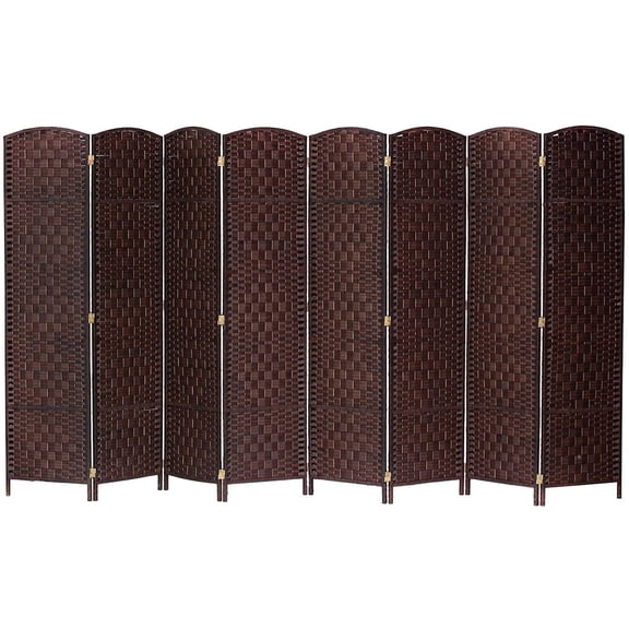Legacy Decor Diamond Weave Fiber 8 Panel Room Divider, 71" Tall, Brown Color, Freestanding