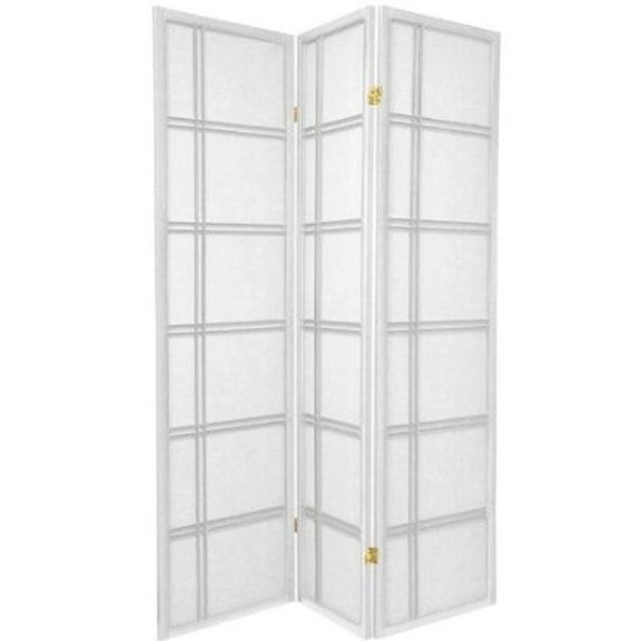 Legacy Decor Double Cross Shoji 3 Panel Room Divider, 71" Tall, White Color