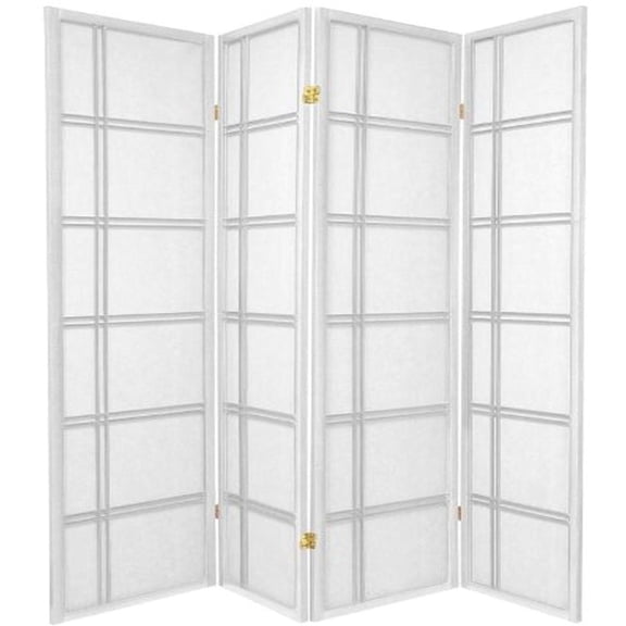 Legacy Decor Double Cross Shoji 4 Panel Room Divider, 71" Tall, White