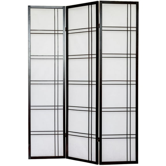 Legacy Decor Double Cross Shoji Screen 3 Panel Room Divider, 71" Tall, Black