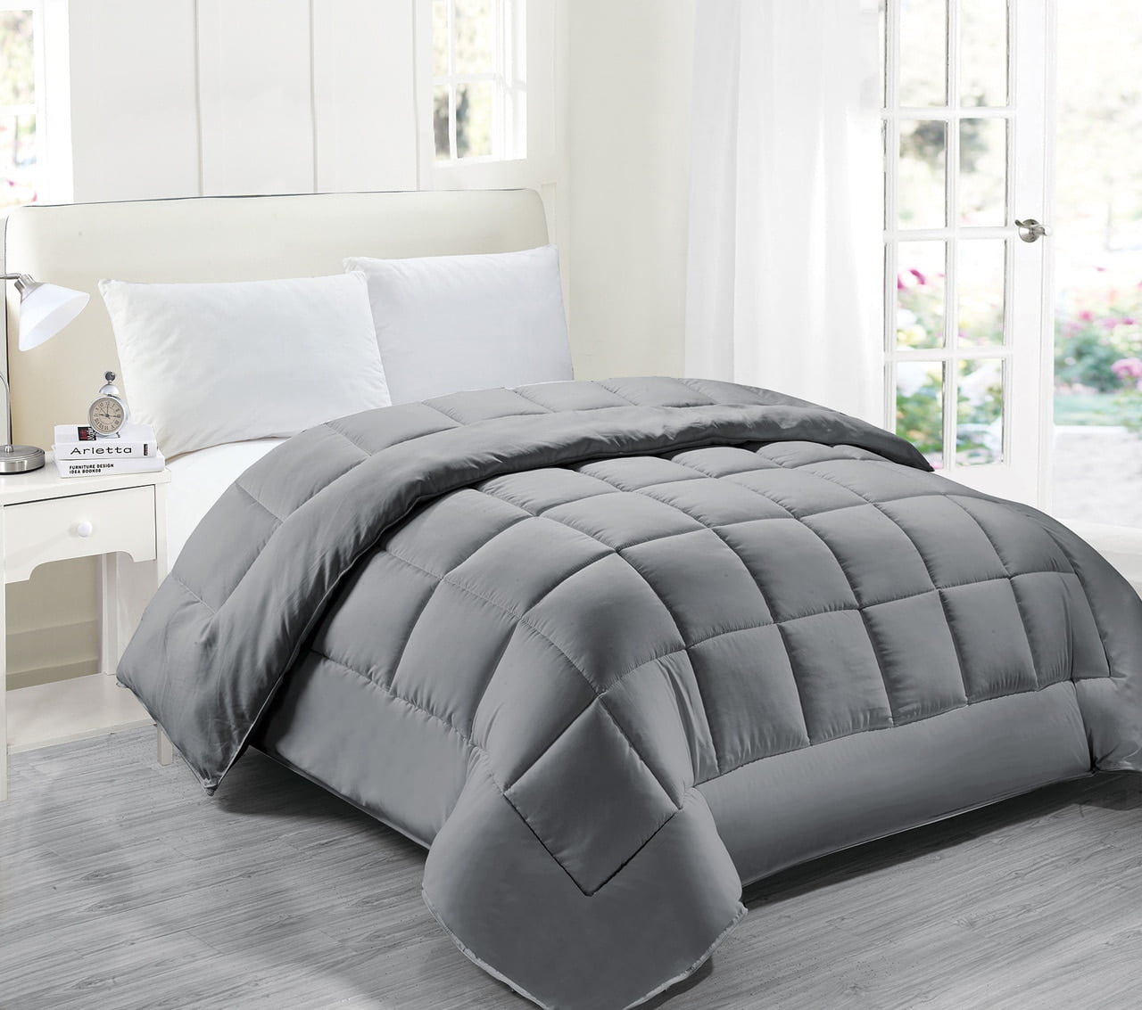 Legacy Decor Down Alternative Full/Queen Size Comforter, Hypoallergenic Anti-dust Mite Anti-bacterial, Grey Color