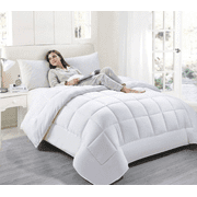Soft Down Alternative Comforter Reversible White Color All Season King Size