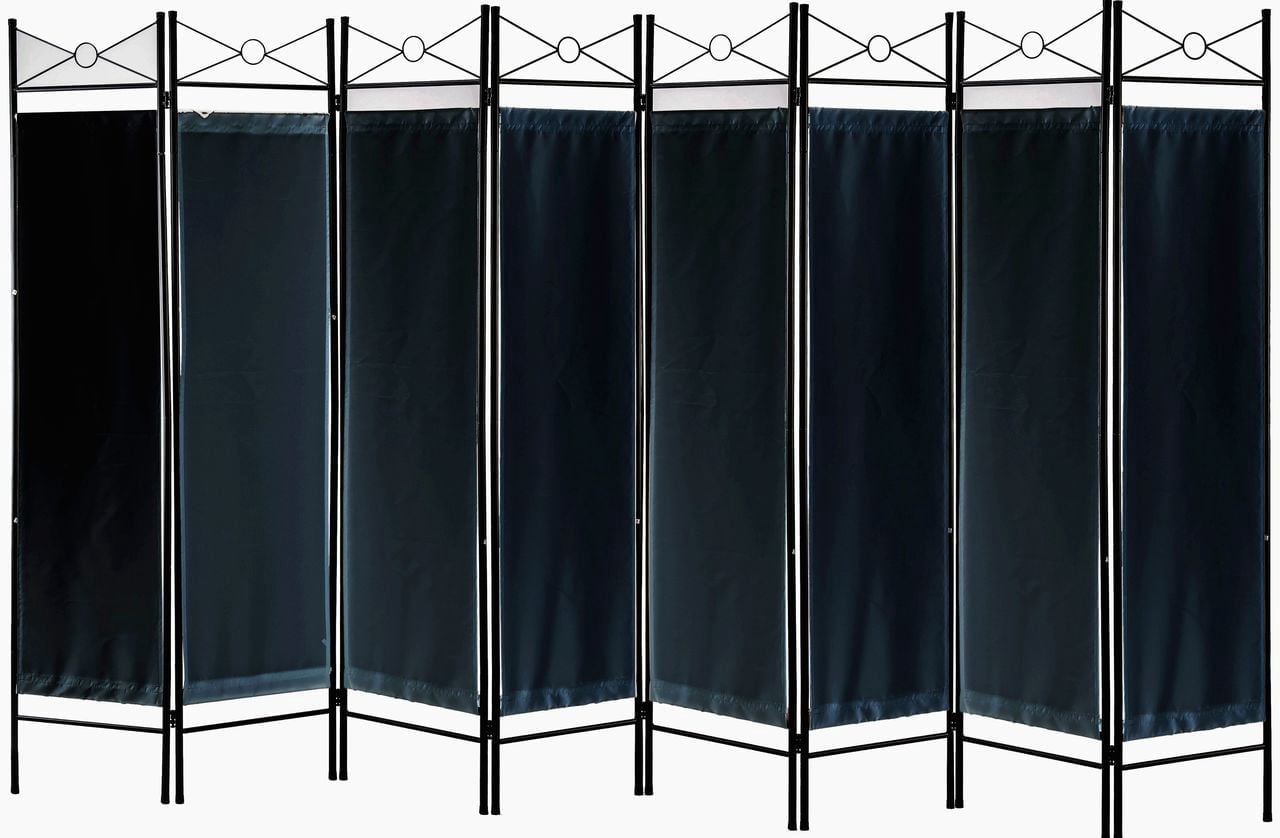 Legacy Decor Fabric Metal 8 Panel Room Divider, 71" Tall, Black Color