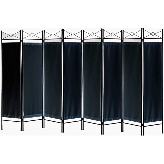 Legacy Decor Fabric Metal 8 Panel Room Divider, 71" Tall, Black Color