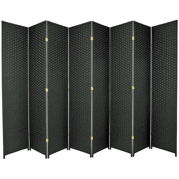 Legacy Decor Fiber Weave Design 8 Panel Room Divider, 71" Tall, Black