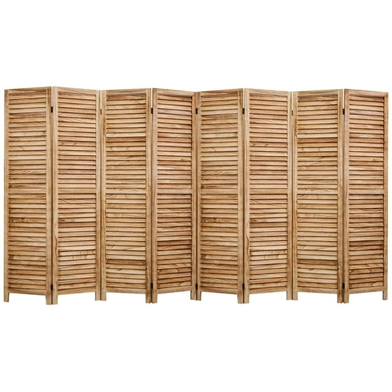 Legacy Decor Full Length Wood Shutters Louver 8 Panel Room Divider, 67" Tall, Natural, Freestanding