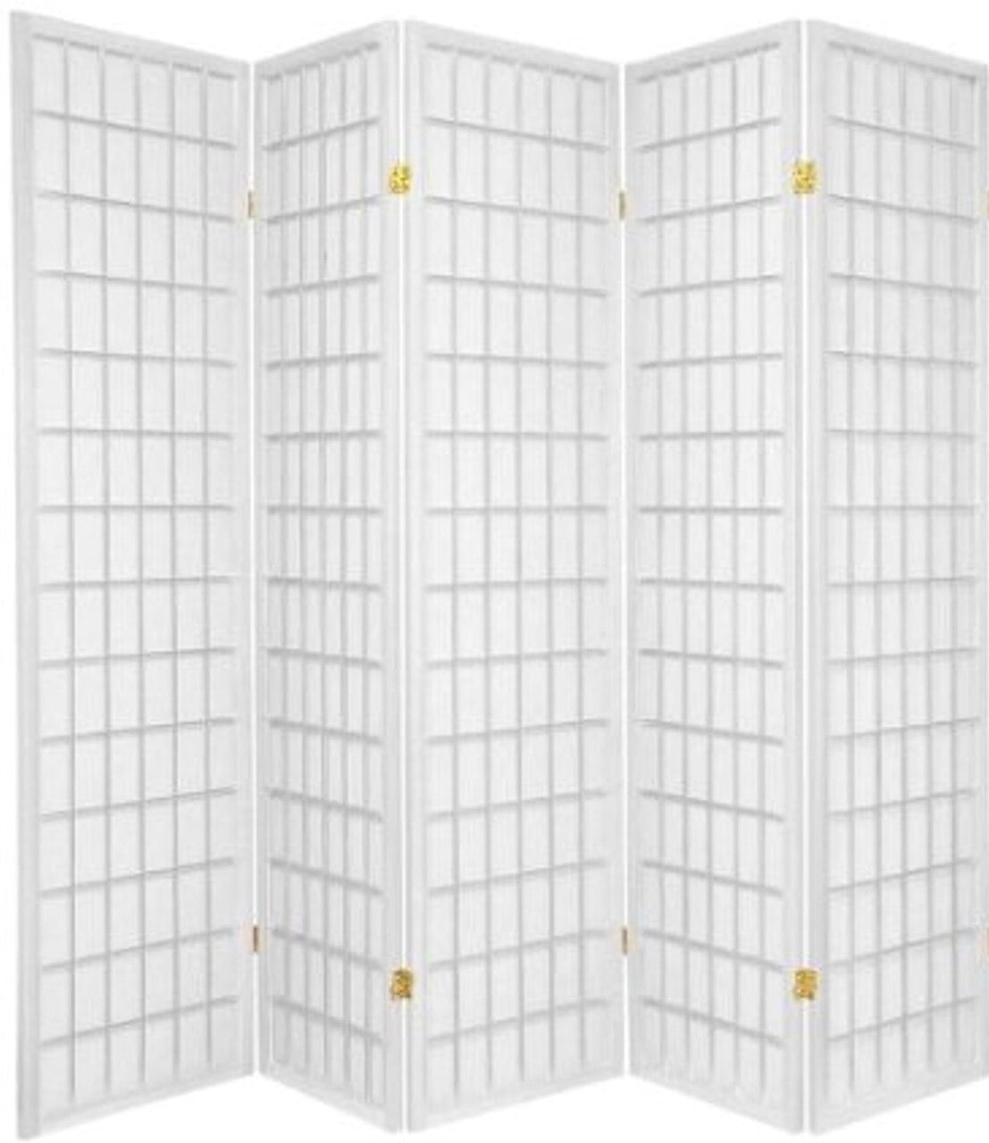 Legacy Decor Japanese Oriental 5 Panel Room Divider, 71" Tall, White