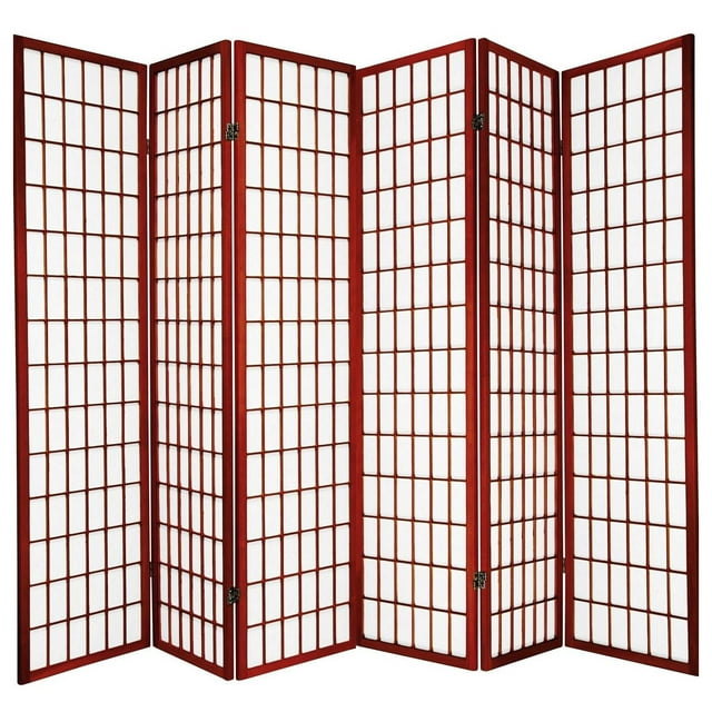 Legacy Decor Japanese Oriental 6 Panel Room Divider, 71" Tall, Cherry