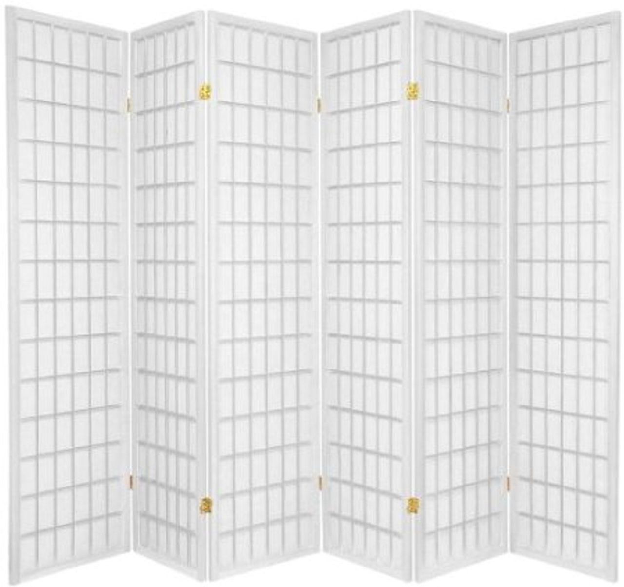 Legacy Decor Japanese Oriental 6 Panel Room Divider, 71" Tall, White - image 1 of 2