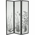 thumbnail image 1 of Legacy Decor Japanese Oriental Style Bamboo Flower Design 3 Panel Room Divider 71" Tall Black, 1 of 2