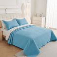 thumbnail image 1 of Legacy Decor Modern Abstract Blue Geometric 3-Piece Reversible Queen Blue Bedspread, 1 of 4