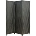 thumbnail image 1 of Legacy Decor Room Divider 3 Panel Weave Design Fiber Black Color, 1 of 5