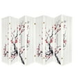 thumbnail image 1 of Legacy Decor Room Divider 8 Panels Red Plum Blossom Design White Color, 1 of 4