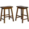 thumbnail image 1 of Set of 2 Saddleback 18" Wood Dinning Height Stools in Distressed Espresso Finish, 1 of 5