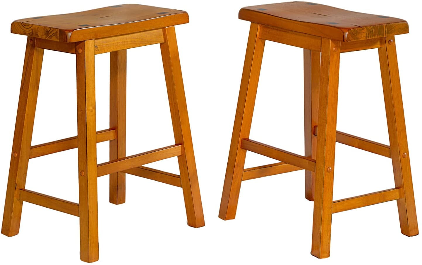 Distressed Oak 24" Backless Saddle Style Wood Counter Stools