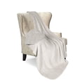 thumbnail image 1 of Legacy Decor Solid Beige Color Fleece Sherpa Throw Blanket 50 X 60, 1 of 2